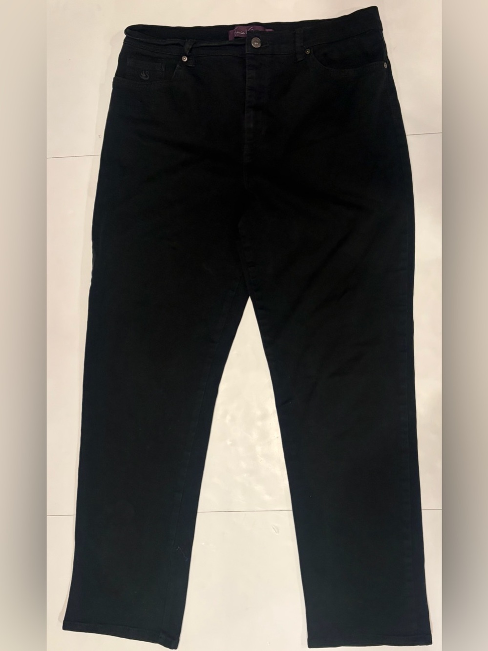Gloria Vanderbilt Amanda Slimming High Waisted Black Denim Jeans Size 14